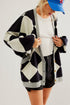 Colorblock Drop Shoulder V-Neck Button Front Cardigan Sweater